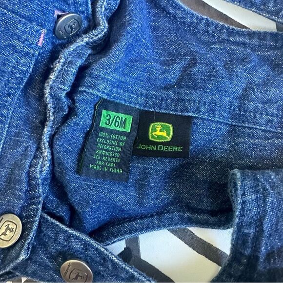 John Deere Size 3-6 Months Baby Girls Logo Overall Dress with Floral Embroidery - Picture 3 of 3